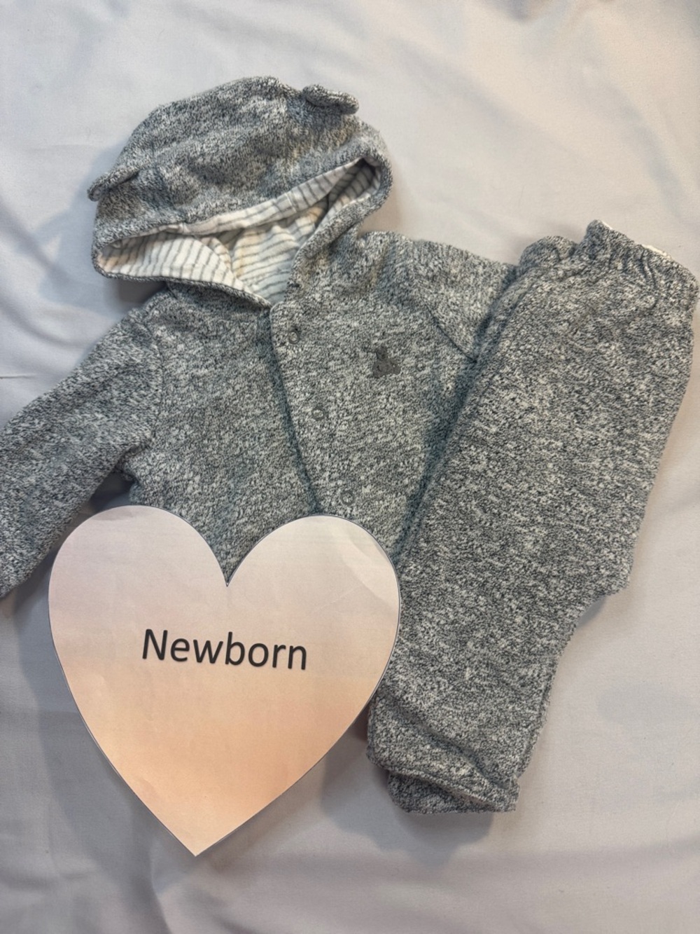 GAP Gray Marled Hooded Jogger Set - Newborn